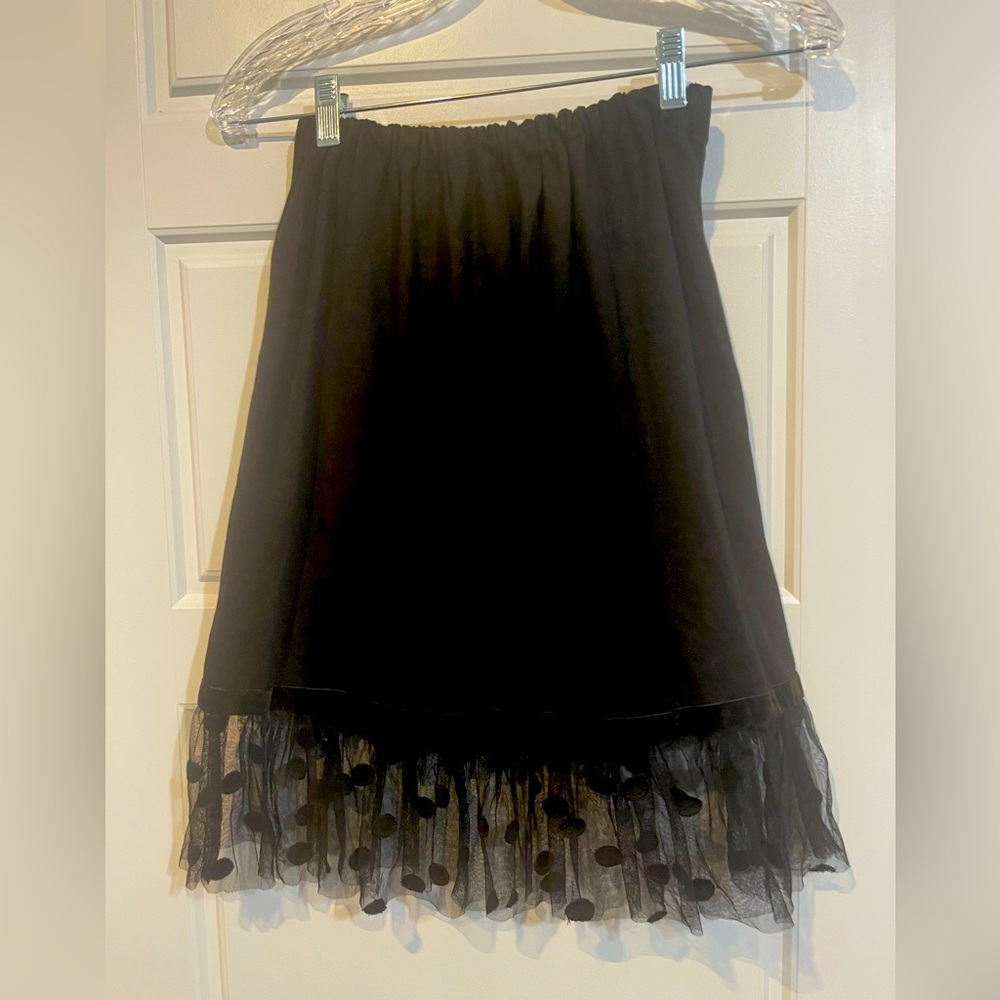Embellish Woman’s Black Skirt Tulle Polka Dot Hem. One Size NWT